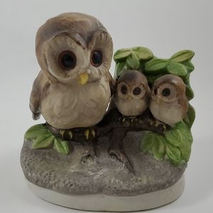 Vintage Porcelain Owl Mother & Babies